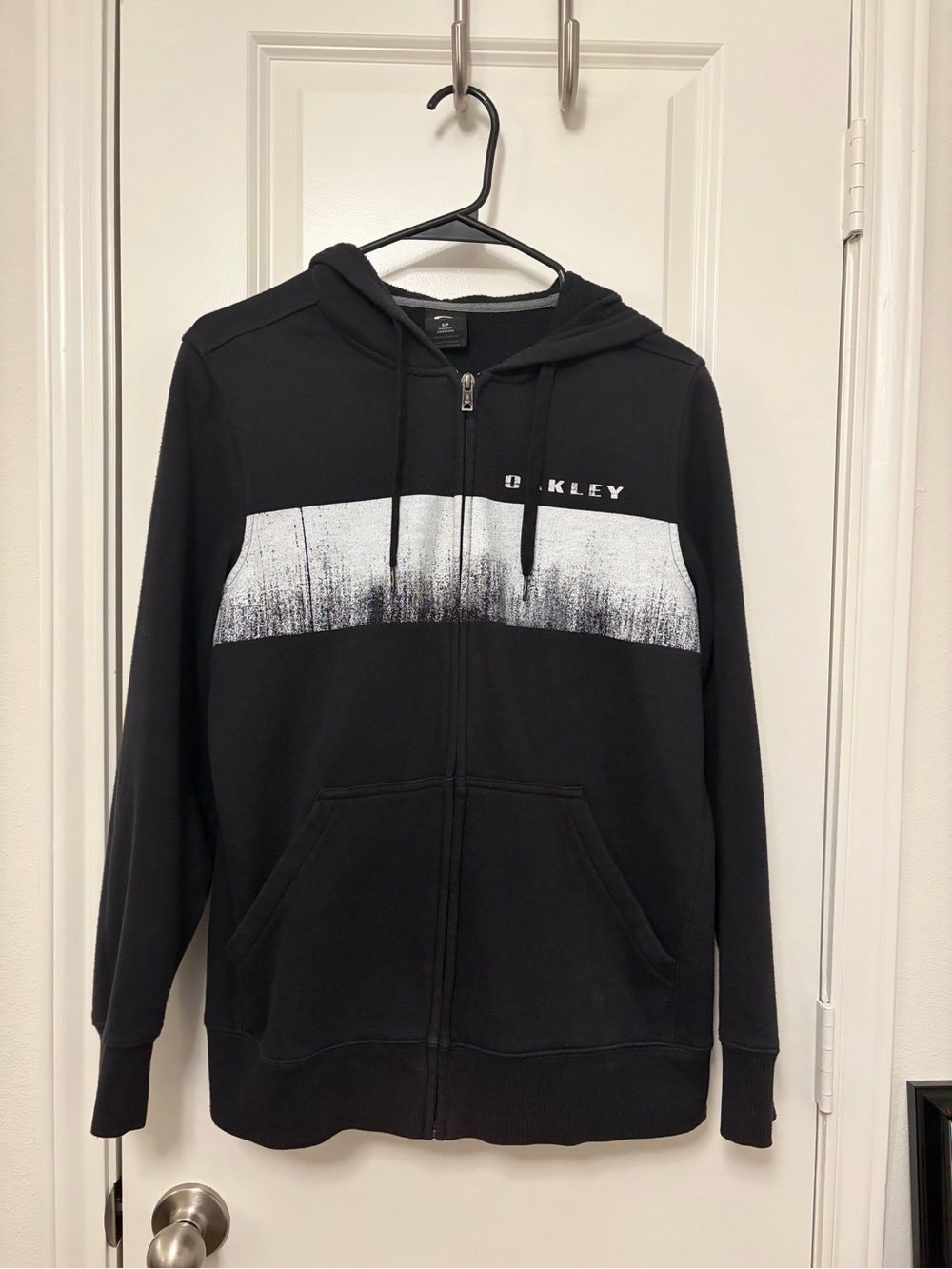 Oakley Black Zip-Up Hoodie with White Band Graphic